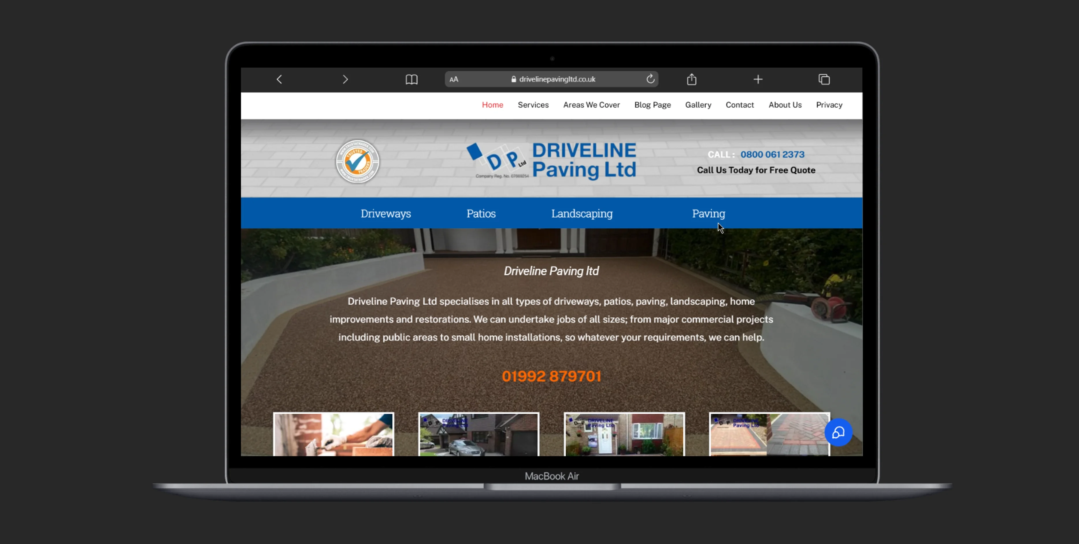 Driveline Paving Ltd website screenshot