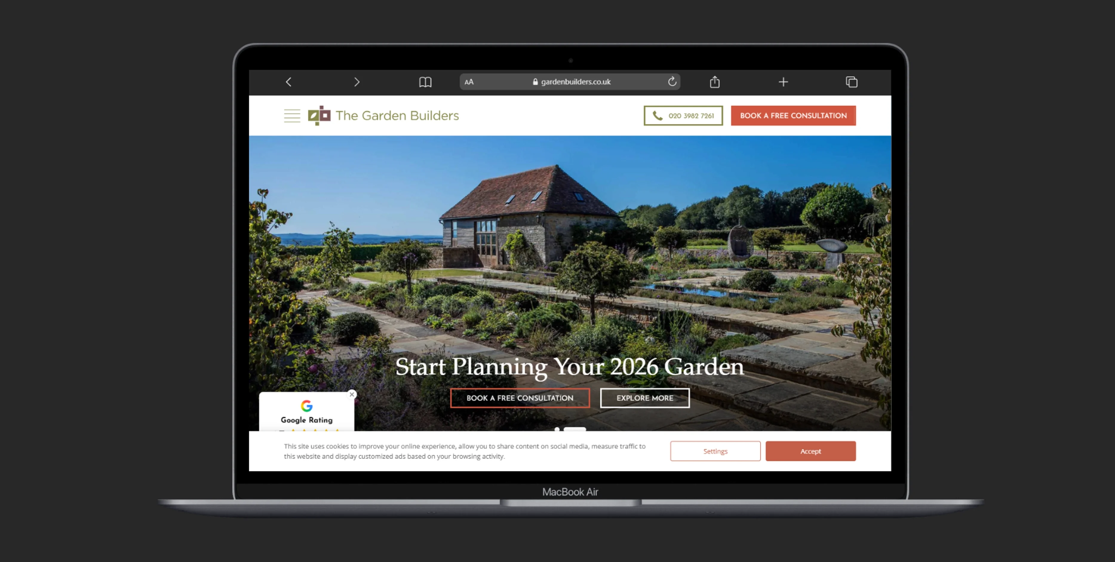 The Garden Builders website screenshot