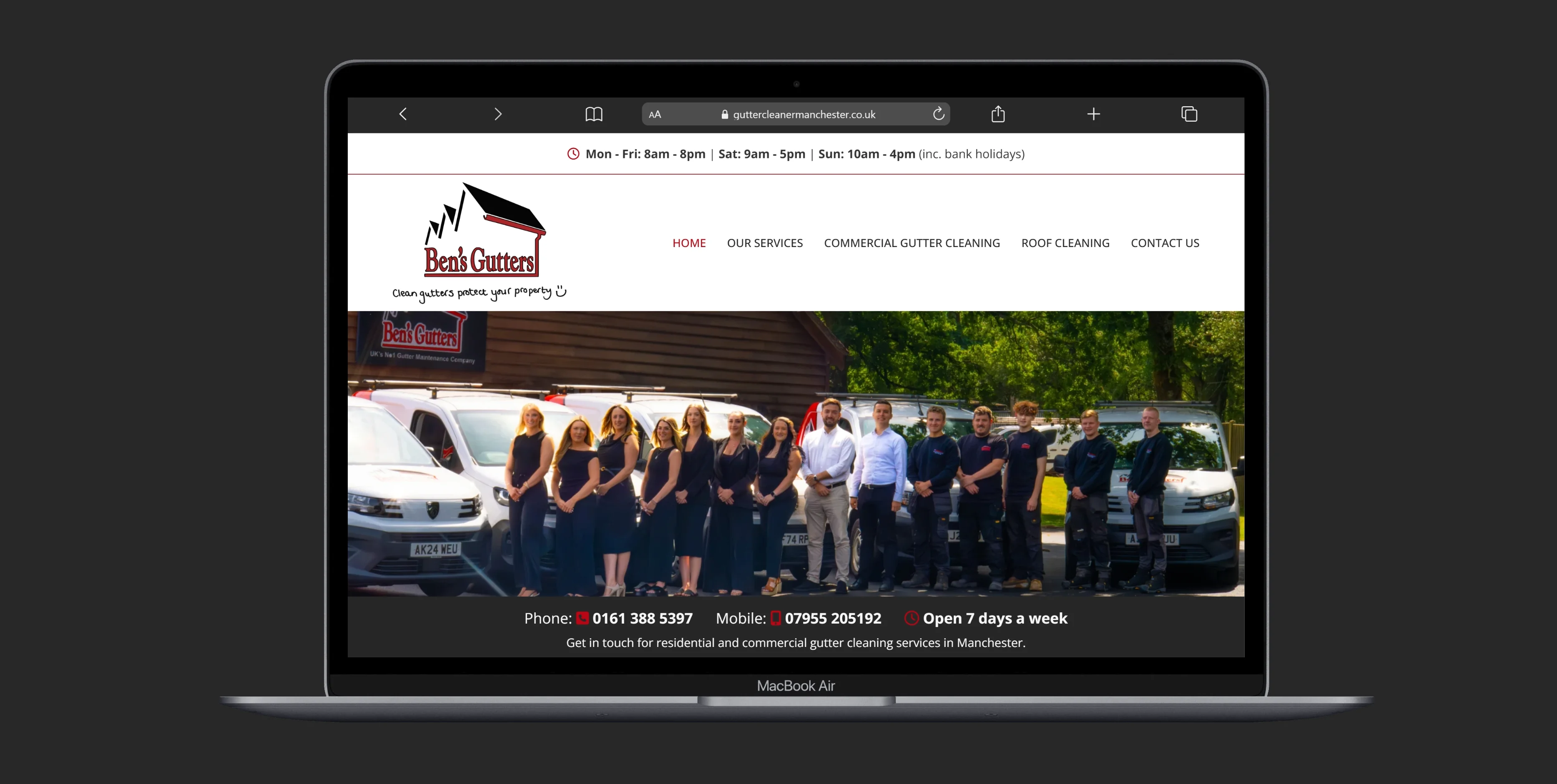 Ben's Gutters Manchester website screenshot