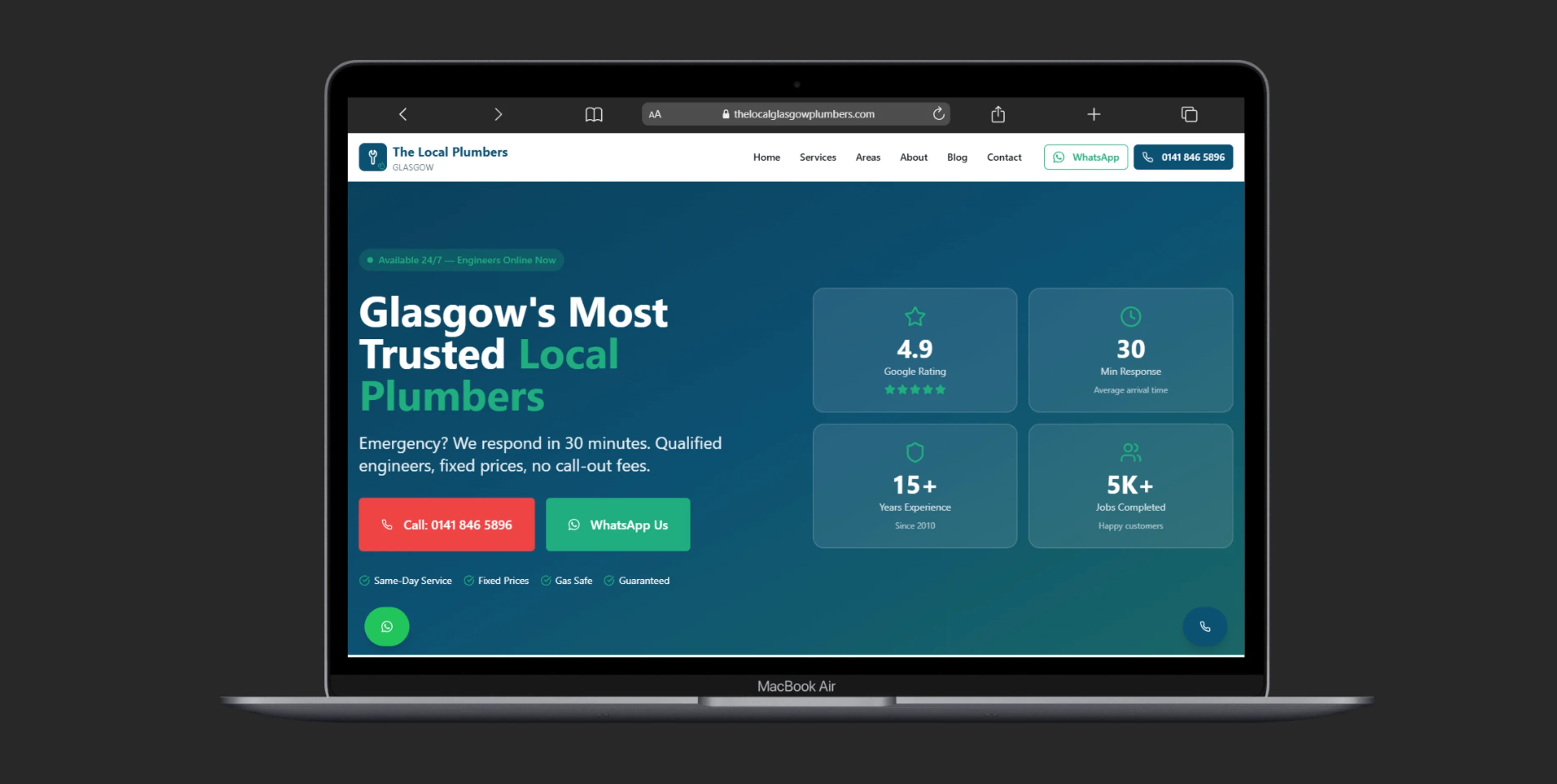 The Local Glasgow Plumbers website screenshot