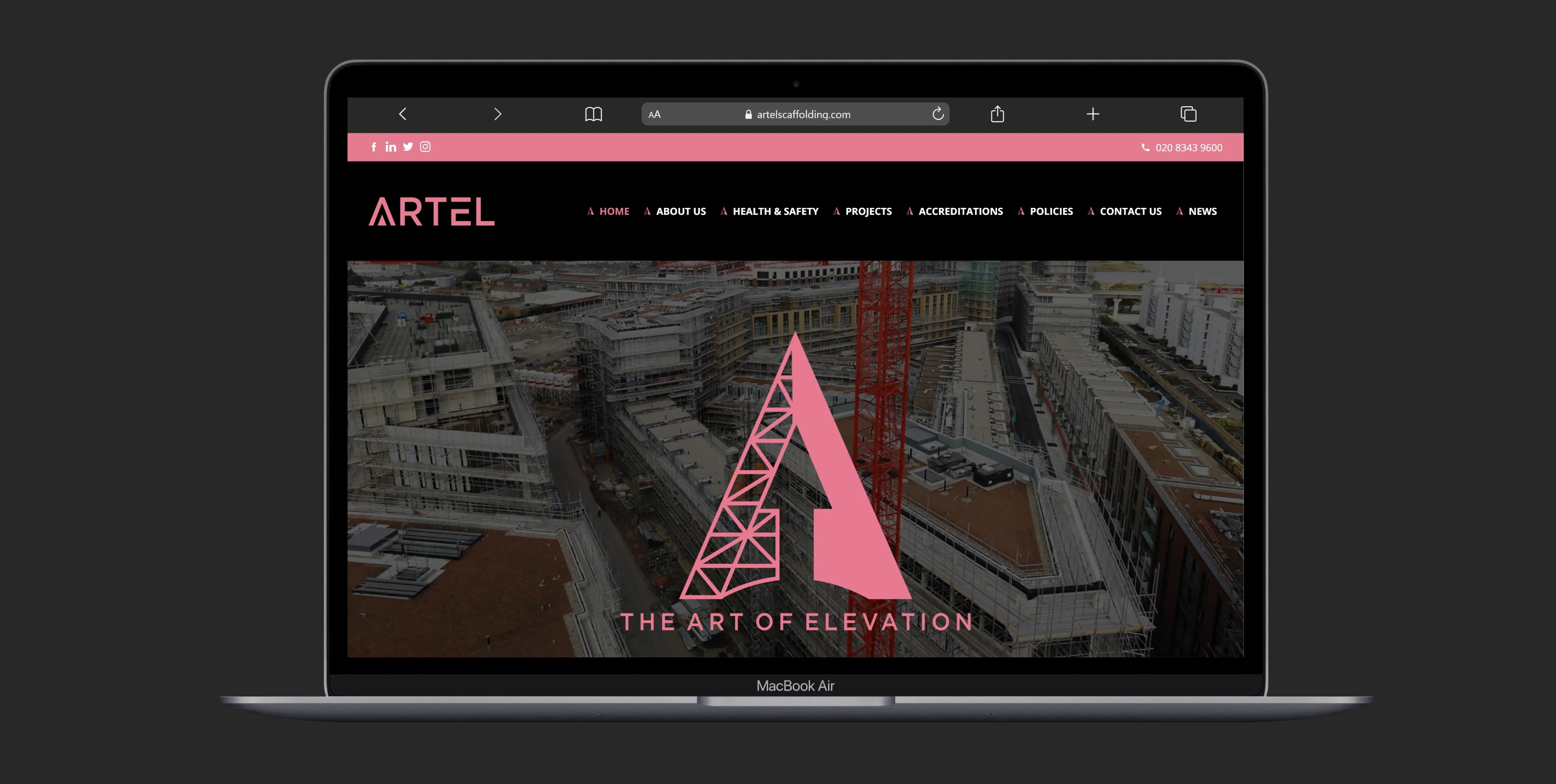 Artel Scaffolding website screenshot