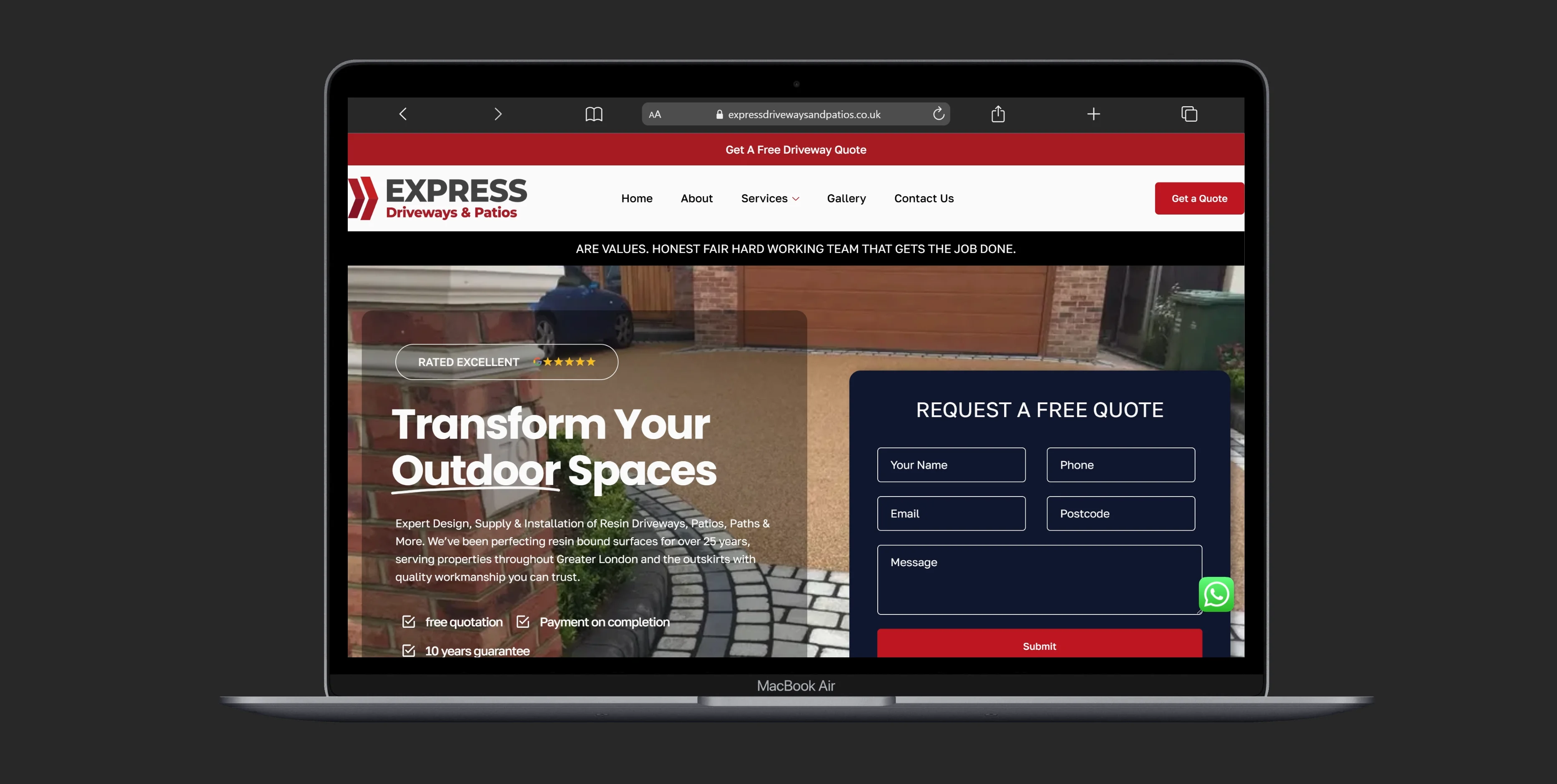 Express Driveways and Patios website screenshot